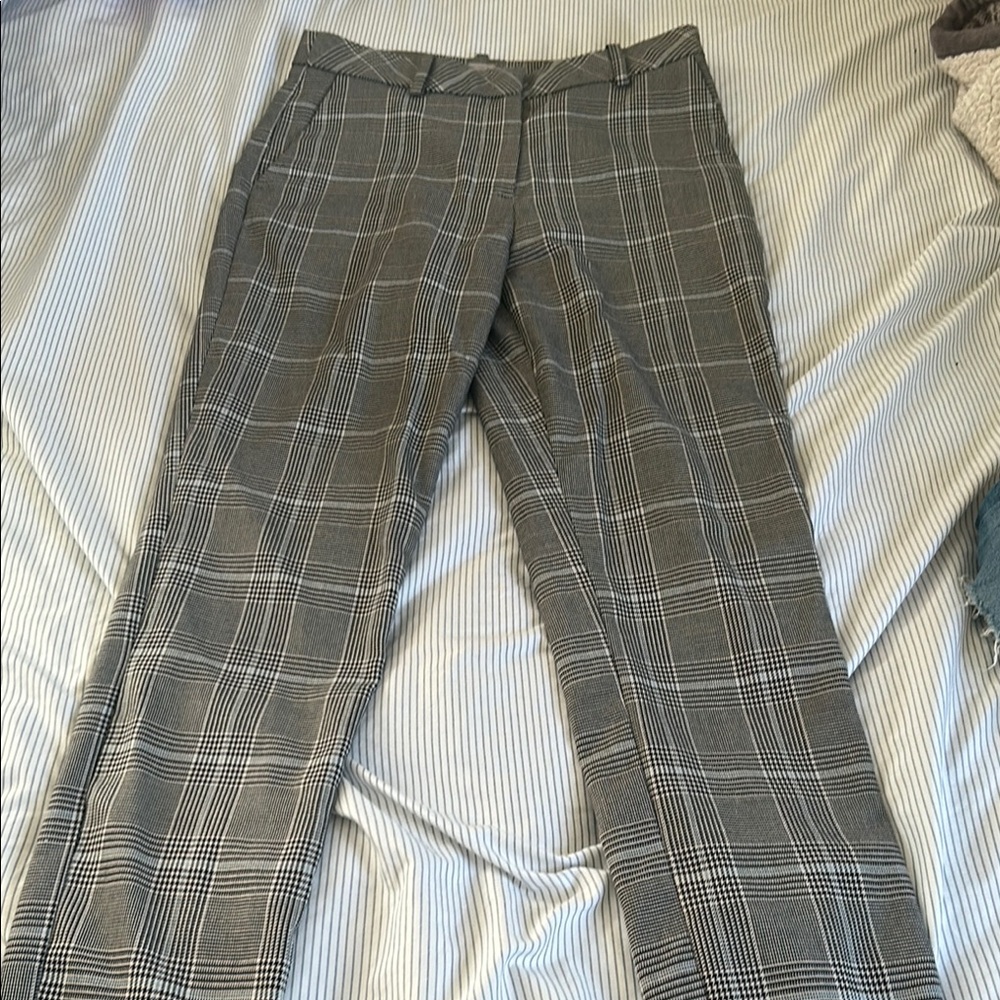 Womens Gray Plaid Pants